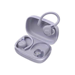 JVC - Écouteurs Sport Sans Fil avec Réduction Active du Bruit, Mode Ambiant, Crochets d’Oreille, 30h Autonomie, IPX5, Bluetooth 5.1, Violet - HA-EC75T-V - Simple Boutique