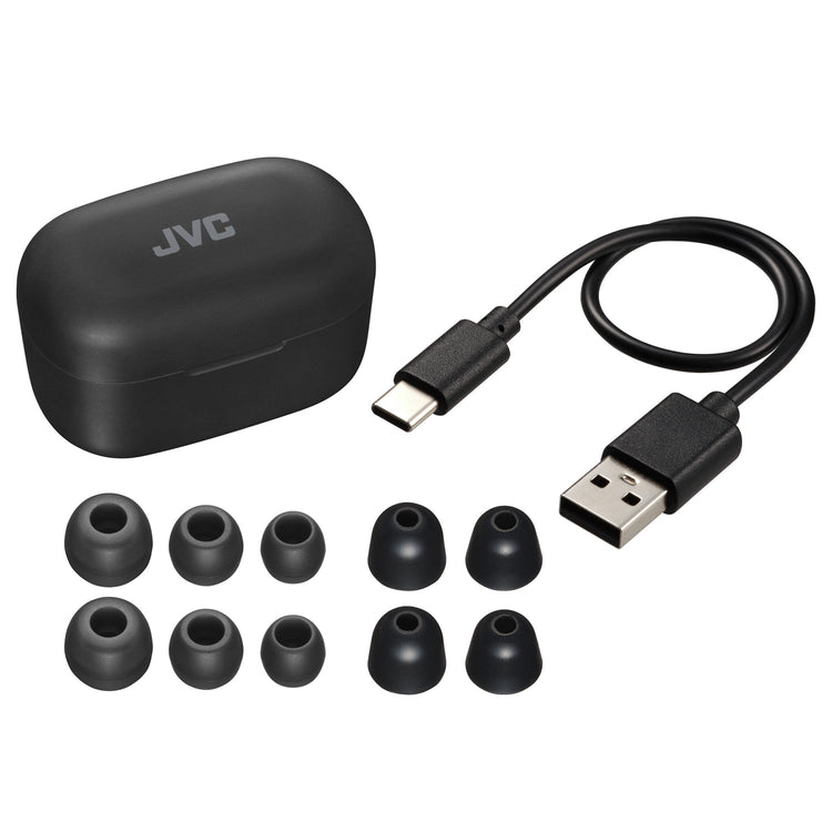 JVC HA-A25T-B - Écouteurs Intra-Auriculaire Marshmallow avec Suppression du Bruit, Bluetooth 5.3, Boitier de Recharge et Commandes Tactiles, Noir - Simple Boutique