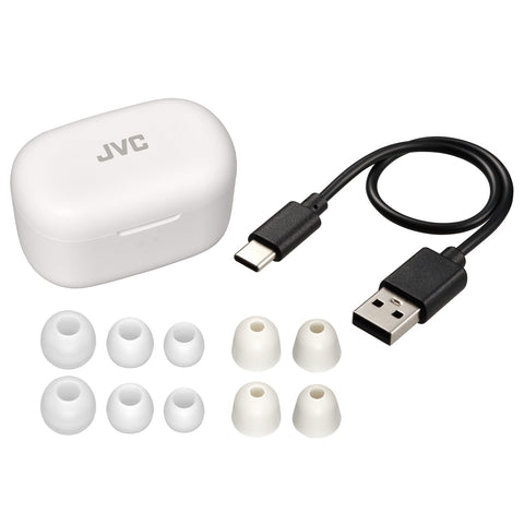 JVC HA-A25T-W - Écouteurs Intra-Auriculaire Marshmallow avec Suppression du Bruit, Bluetooth 5.3, Boitier de Recharge et Commandes Tactiles, Blanc