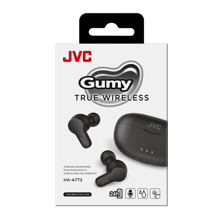 JVC HA-A7T2-B - Écouteurs Intra-Auriculaires Gumy, Bluetooth 5.3, Boitier de Recharge et Commandes Tactiles, Noir - Simple Boutique