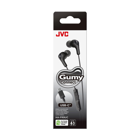 JVC HA-FR9UC-B - Écouteurs Gumy Connect Intra-Auriculaires Filaires USB Type-C Avec Télcommande et Microphone Intégrés, Noir