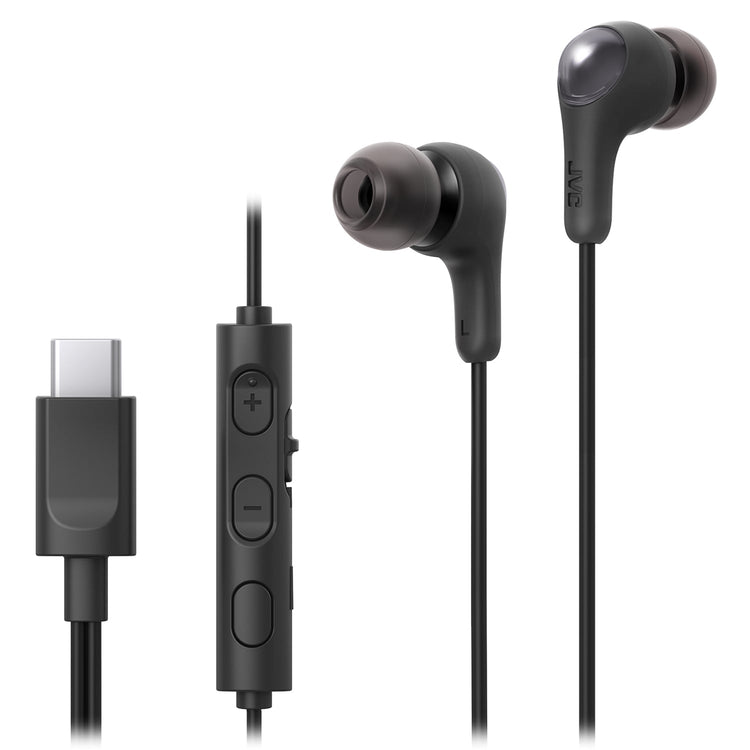 JVC HA-FR9UC-B - Écouteurs Gumy Connect Intra-Auriculaires Filaires USB Type-C Avec Télcommande et Microphone Intégrés, Noir - Simple Boutique