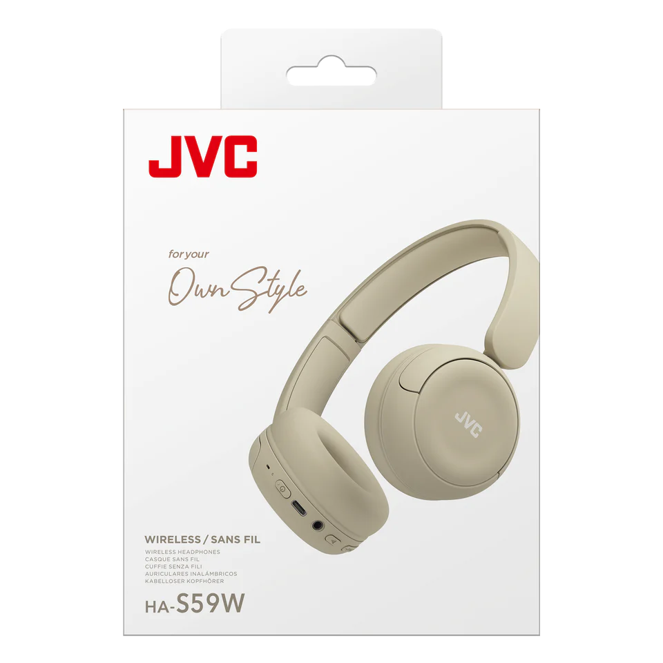 JVC HA-S59W-C Écouteurs Sans Fil Bluetooth 5.4 – Beige Mat – Autonomie 50 h, Design Ergonomique - Simple Boutique