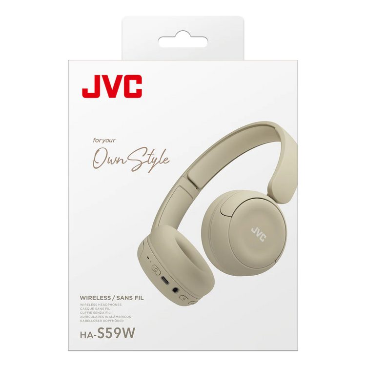 JVC HA-S59W-C Écouteurs Sans Fil Bluetooth 5.4 – Beige Mat – Autonomie 50 h, Design Ergonomique - Simple Boutique