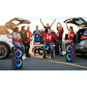 JVC - Haut-Parleur de Fête Sans-Fil Kaboom 120 W, Deux Woofers 8 po, Karaoké et Guitare, Éclairage DEL, IPX5, Noir - Simple Boutique