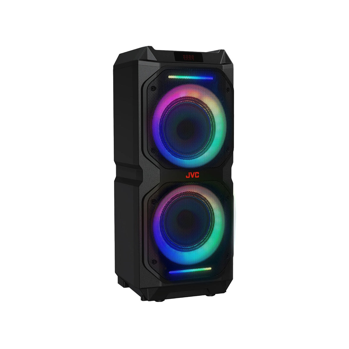JVC - Haut-Parleur de Fête Sans-Fil Kaboom 120 W, Deux Woofers 8 po, Karaoké et Guitare, Éclairage DEL, IPX5, Noir - Simple Boutique