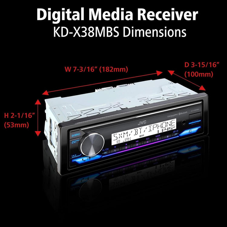 JVC KW-X38MBS – Récepteur Marine Bluetooth, IPX5, SiriusXM Ready, Commande iPod/iPhone, Écran LCD 2 Lignes - Simple Boutique