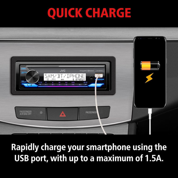 JVC KW-X38MBS – Récepteur Marine Bluetooth, IPX5, SiriusXM Ready, Commande iPod/iPhone, Écran LCD 2 Lignes - Simple Boutique