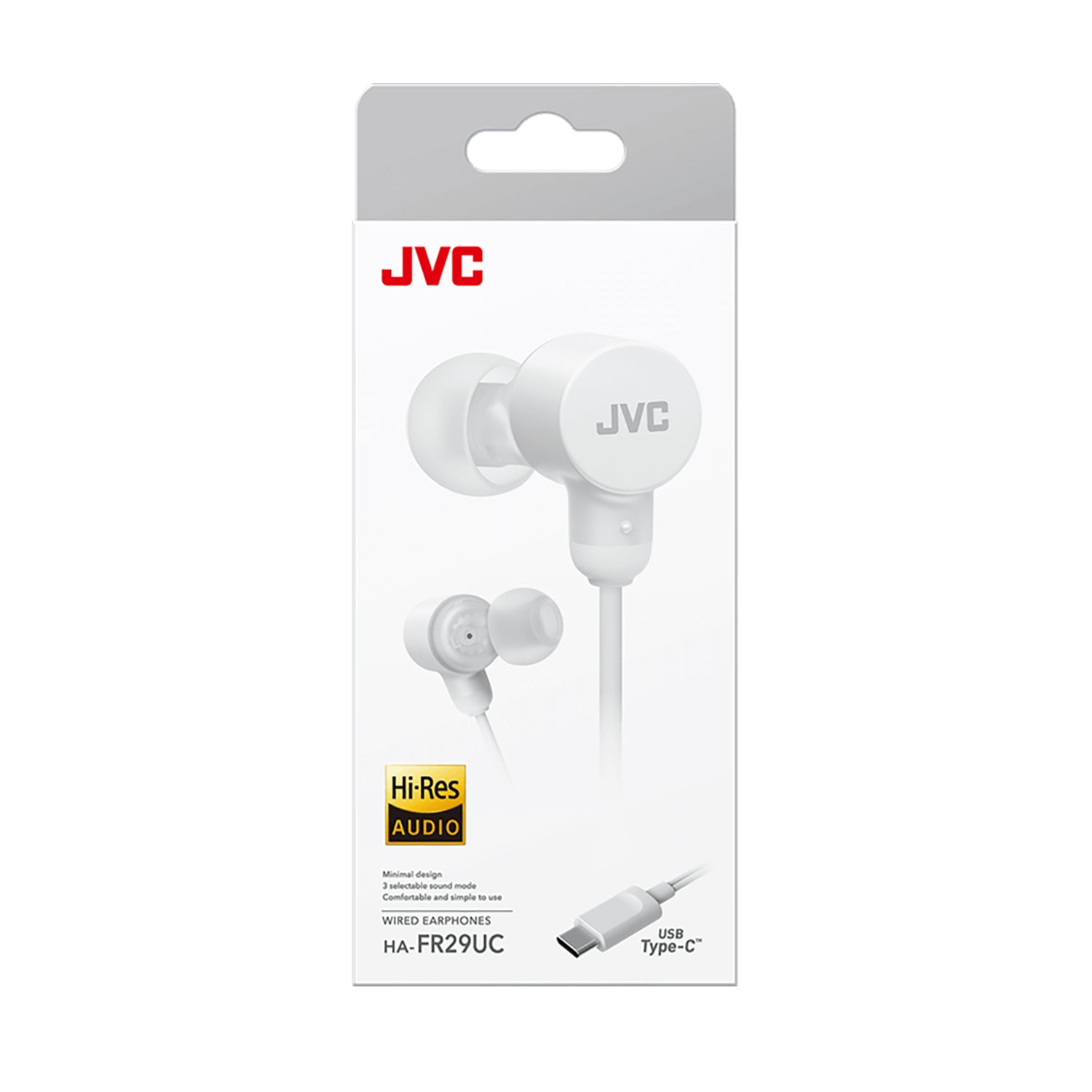 JVC - Wired In-Ear Headphones, USB-C, High Resolution, Built-in Microphone, Blanc - Simple Boutique