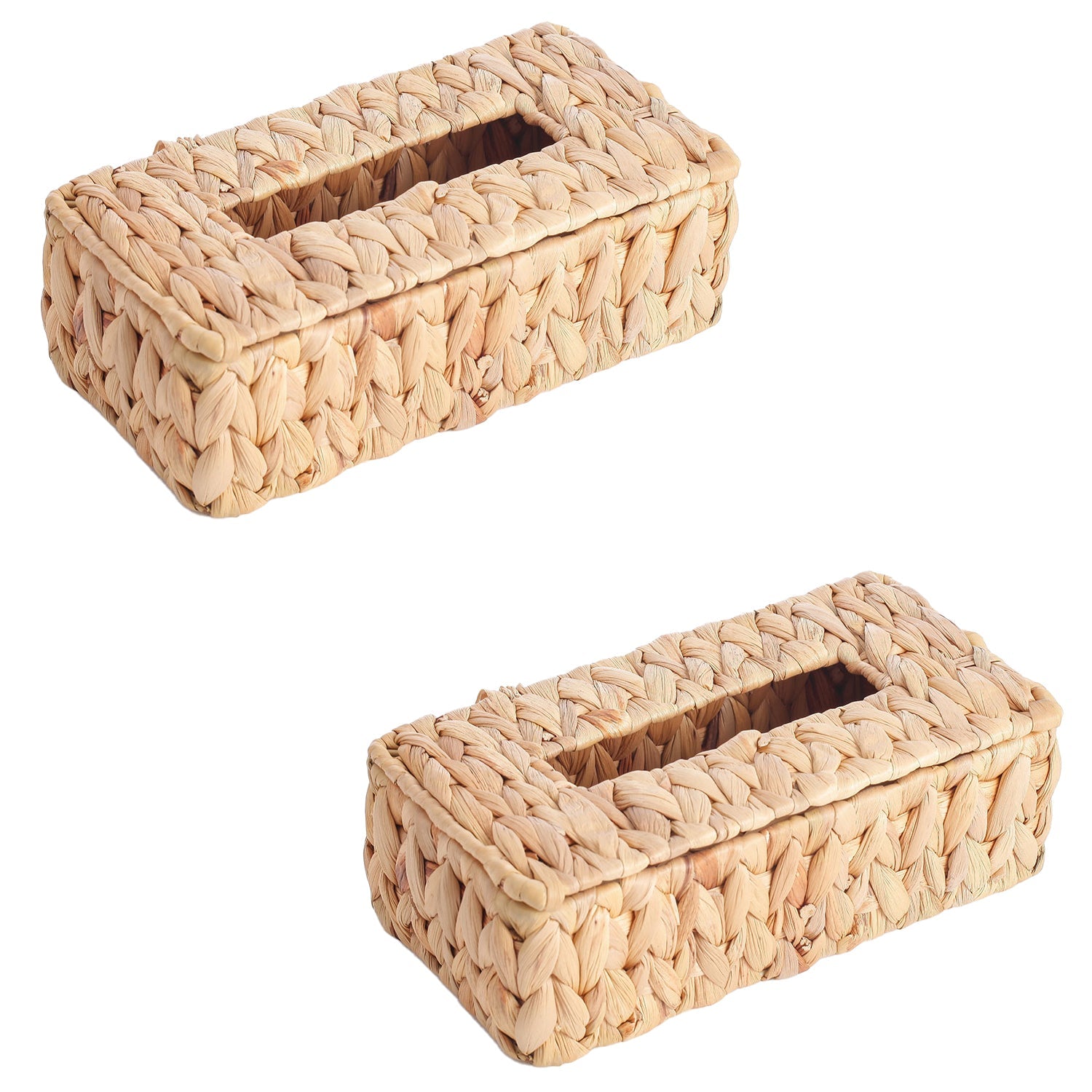Jessar - Ensemble de 2 Couvre Boîte de Mouchoirs, Fait en Jacinthe d'eau - Simple Boutique