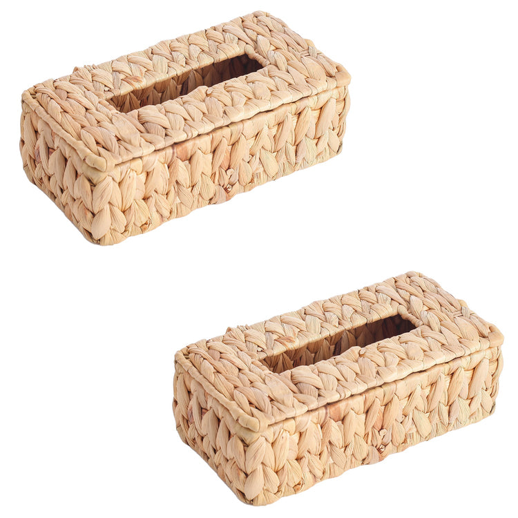 Jessar - Ensemble de 2 Couvre Boîte de Mouchoirs, Fait en Jacinthe d'eau - Simple Boutique