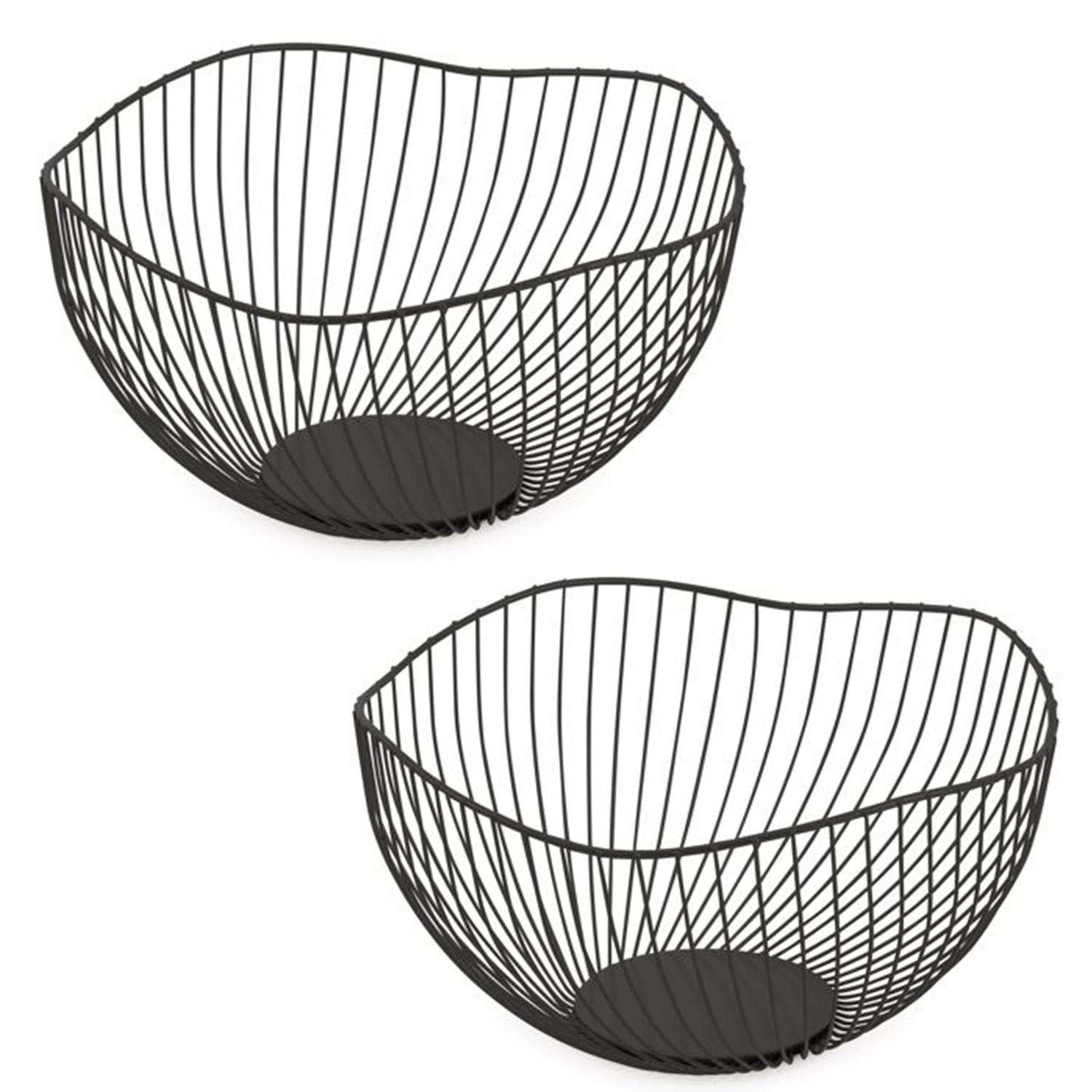 Jessar - Ensemble de 2 Panier à Fruits, 25.5 X 25.5 X 13.5cm, Noir - Simple Boutique