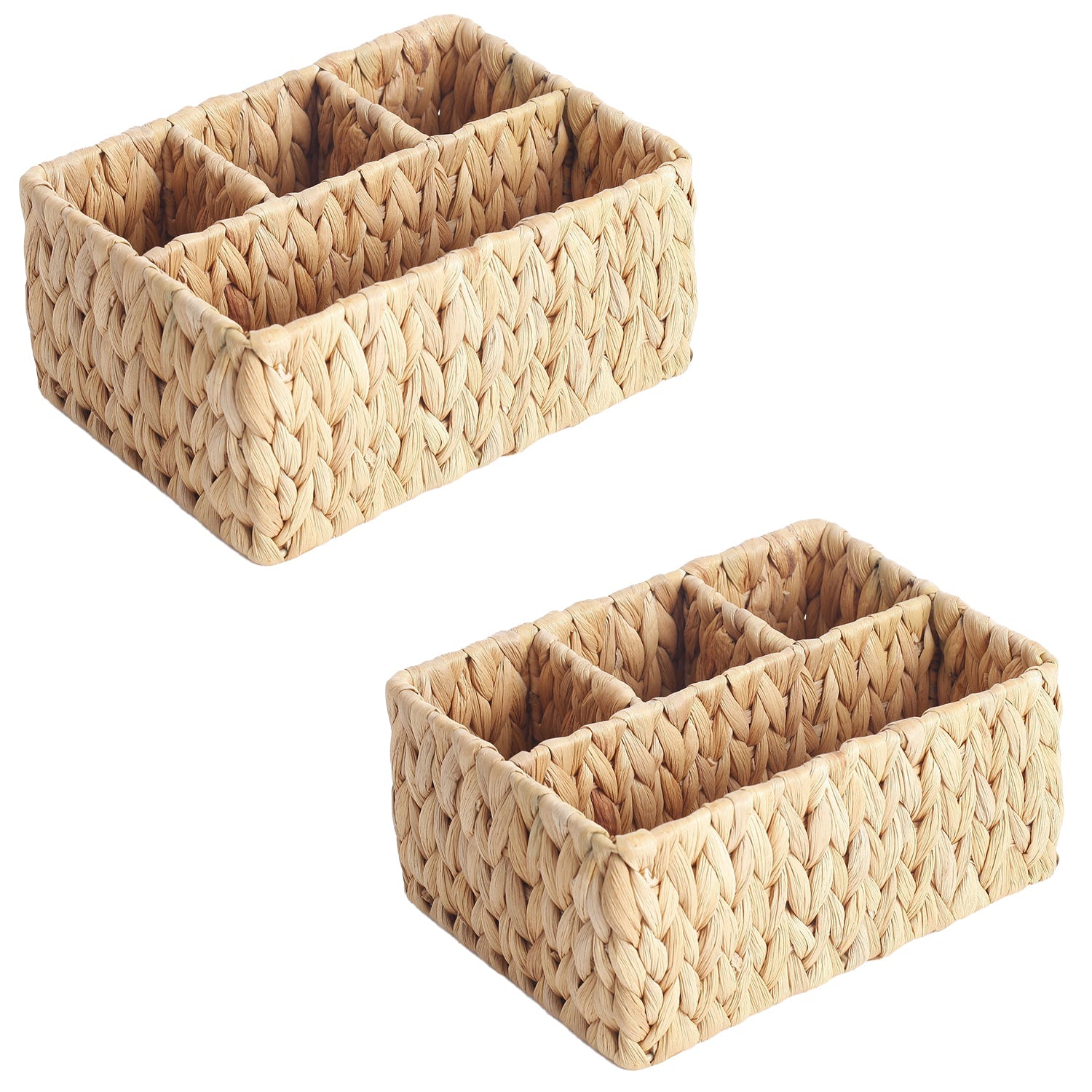 Jessar - Ensemble de 2 Paniers de Rangements à 4 Sections, Fait en Jacinthe d'eau - Simple Boutique