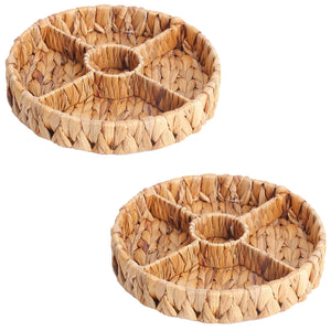 Jessar - Ensemble de 2 Paniers de Rangements à 5 Sections, Fait en Jacinthe d'eau - Simple Boutique