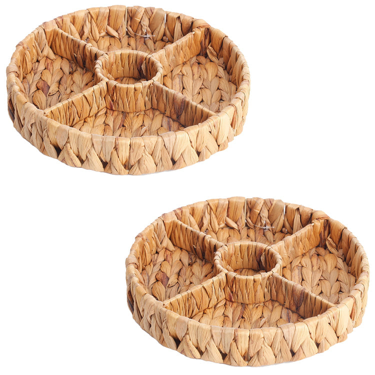 Jessar - Ensemble de 2 Paniers de Rangements à 5 Sections, Fait en Jacinthe d'eau - Simple Boutique