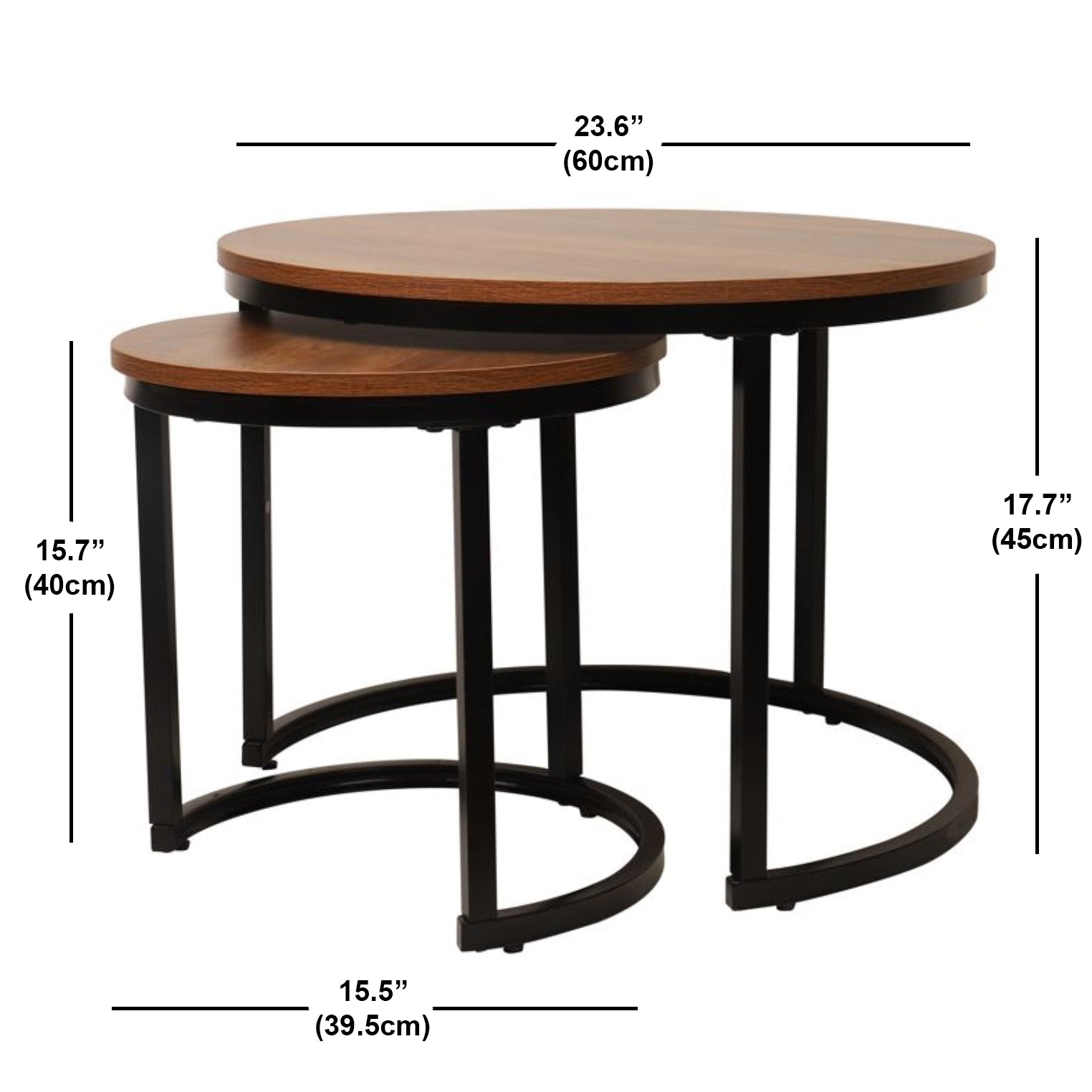 Jessar - Ensemble de 2 Tables à Café Rondes, De la Collection Bali, Grain de Bois Brun - Simple Boutique