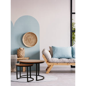 Jessar - Ensemble de 2 Tables à Café Rondes, De la Collection Bali, Grain de Bois Brun - Simple Boutique