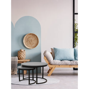 Jessar - Ensemble de 2 Tables à Café Rondes, De la Collection Bali, Grain de Bois Gris - Simple Boutique