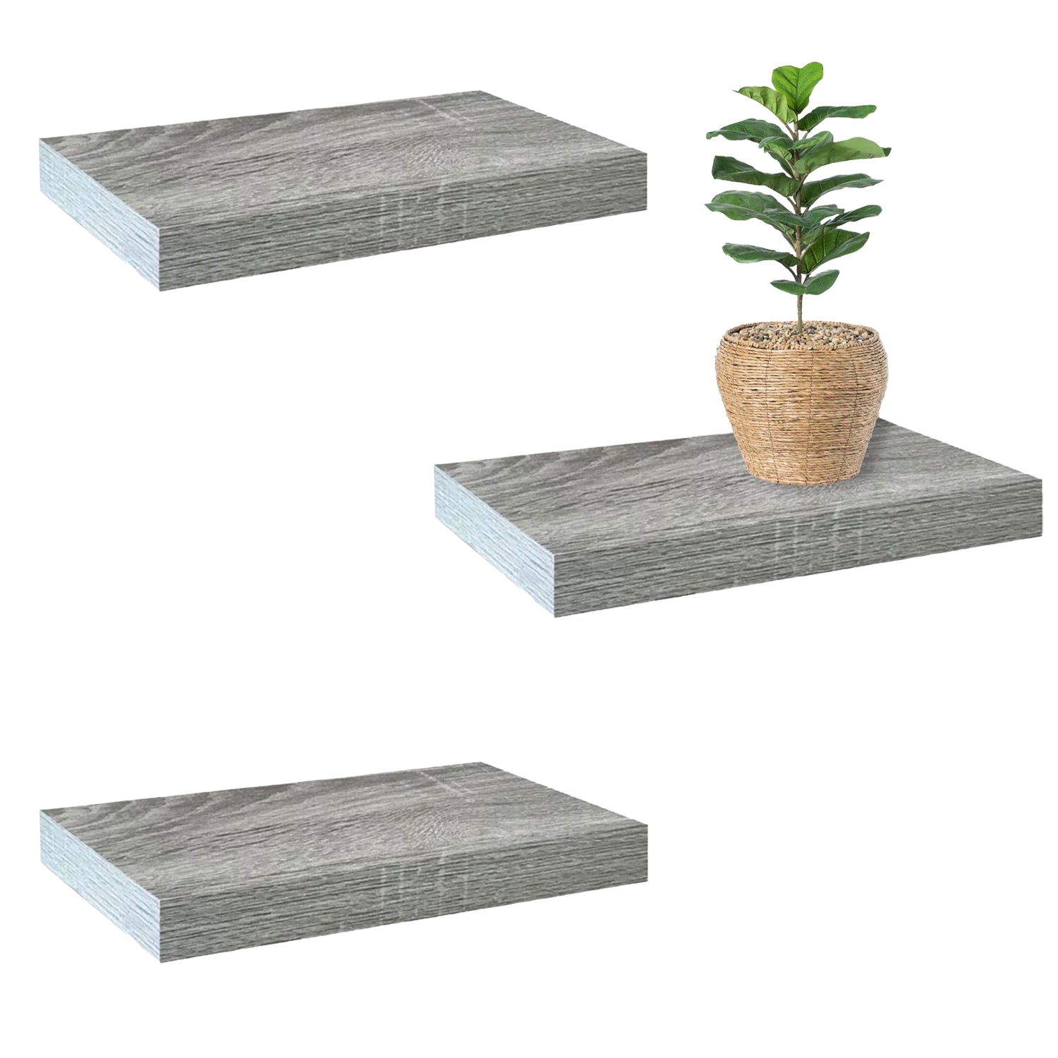 Jessar - Ensemble de 3 Tablettes Flottantes Murales, 15.75" x 9.25" x 1.5" , Gris - Simple Boutique