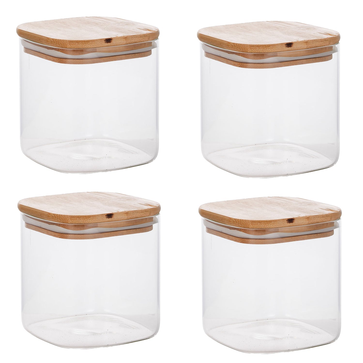 Jessar - Ensemble de 4 Contenants de Rangement en Verre Borosilicaté, Capacité de 550 ml - Simple Boutique