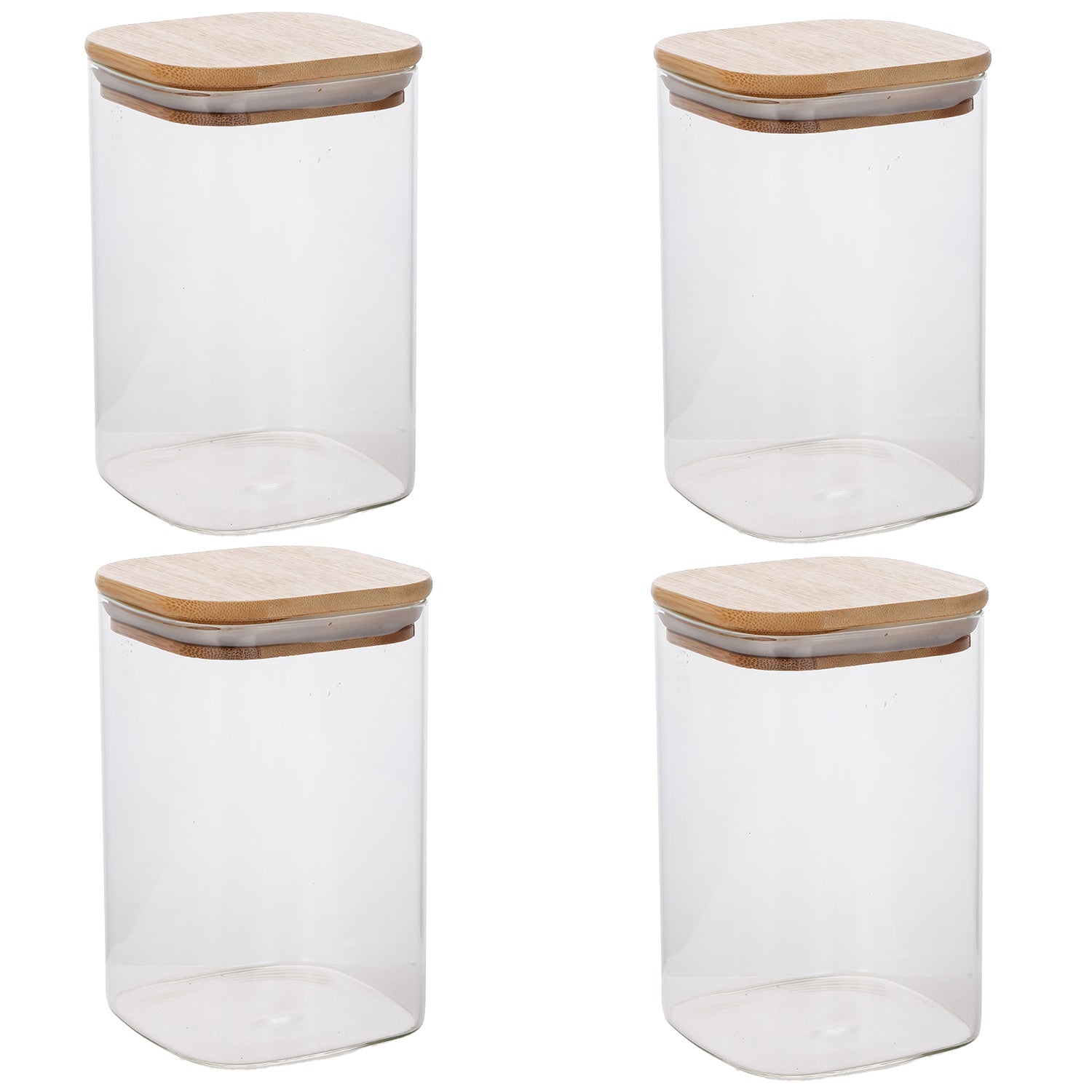 Jessar - Ensemble de 4 Contenants de Rangement en Verre Borosilicaté, Capacité de 950 ml - Simple Boutique