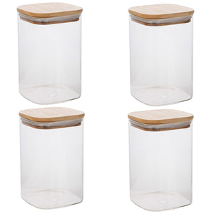 Jessar - Ensemble de 4 Contenants de Rangement en Verre Borosilicaté, Capacité de 950 ml - Simple Boutique