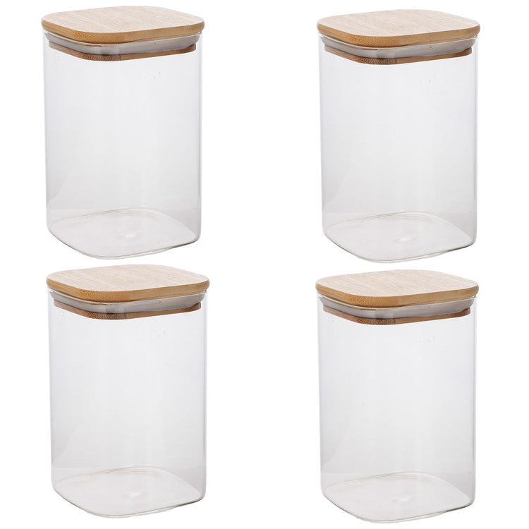 Jessar - Ensemble de 4 Contenants de Rangement en Verre Borosilicaté, Capacité de 950 ml - Simple Boutique