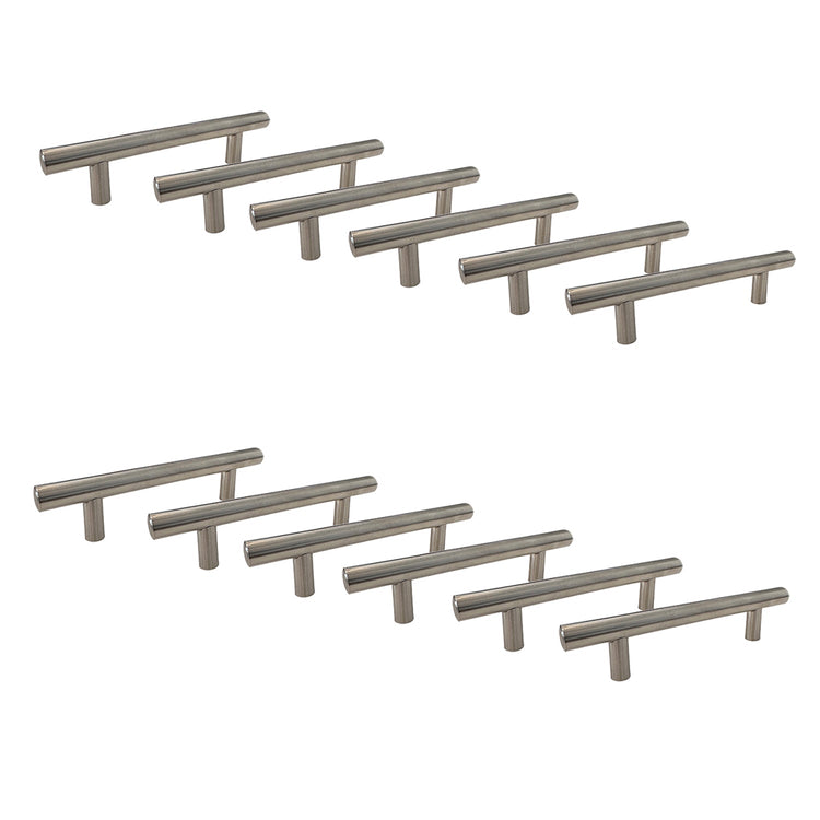 Jessar - Lot de 12 Poignées pour Armoire, 96mm de Hauteur, De la Collection Stanley, Argent - Simple Boutique