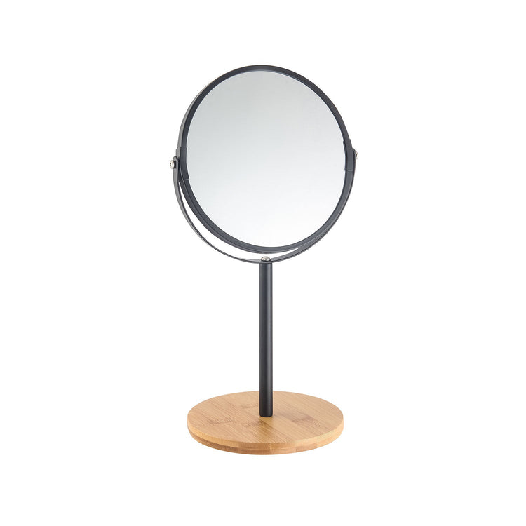 Jessar - Miroir Double Face avec Pied en bambou, Grossissement 1x et 2x, Noir - Simple Boutique