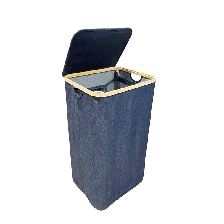 Jessar - Panier à Linge avec Sac Intérieur et Couvercle, Denim - Simple Boutique