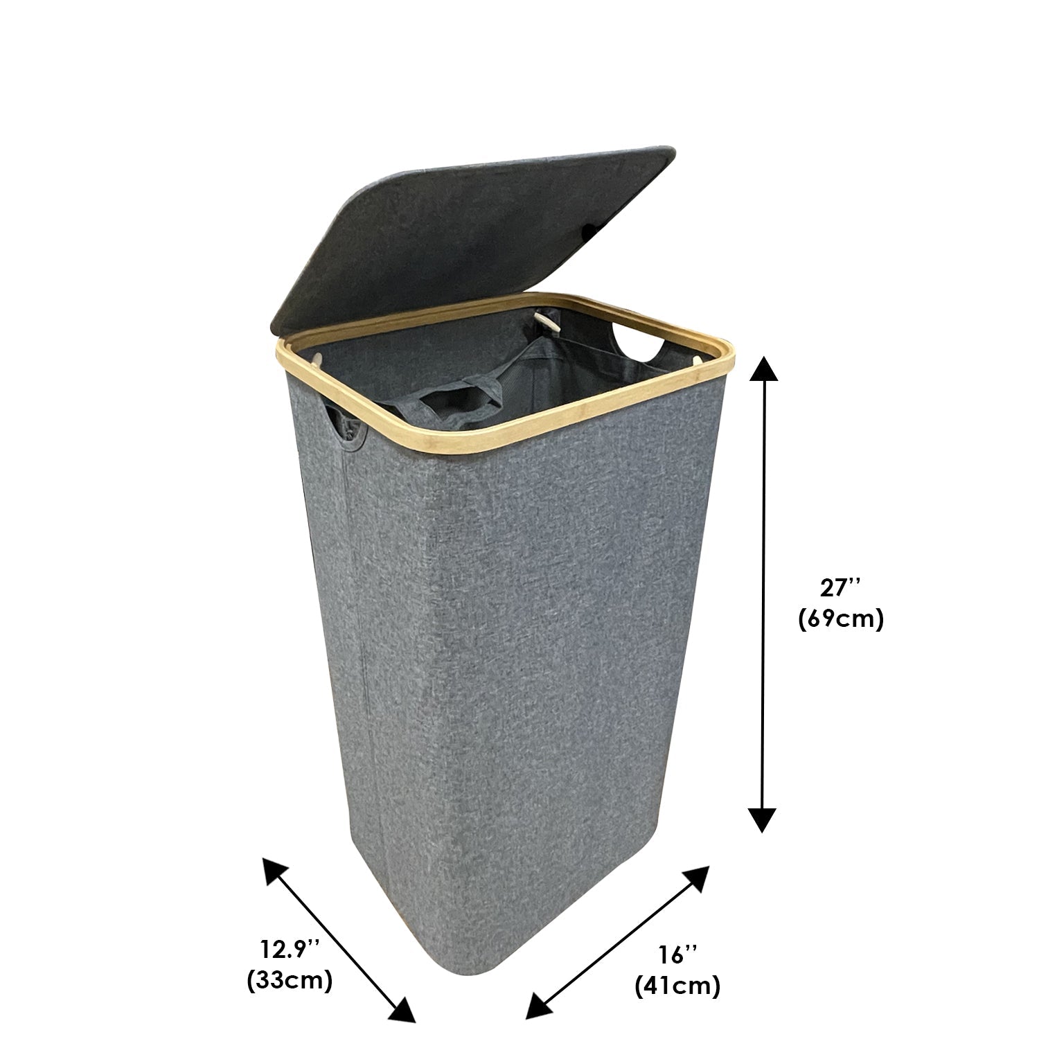 Jessar - Panier à Linge avec Sac Intérieur et Couvercle, Gris - Simple Boutique