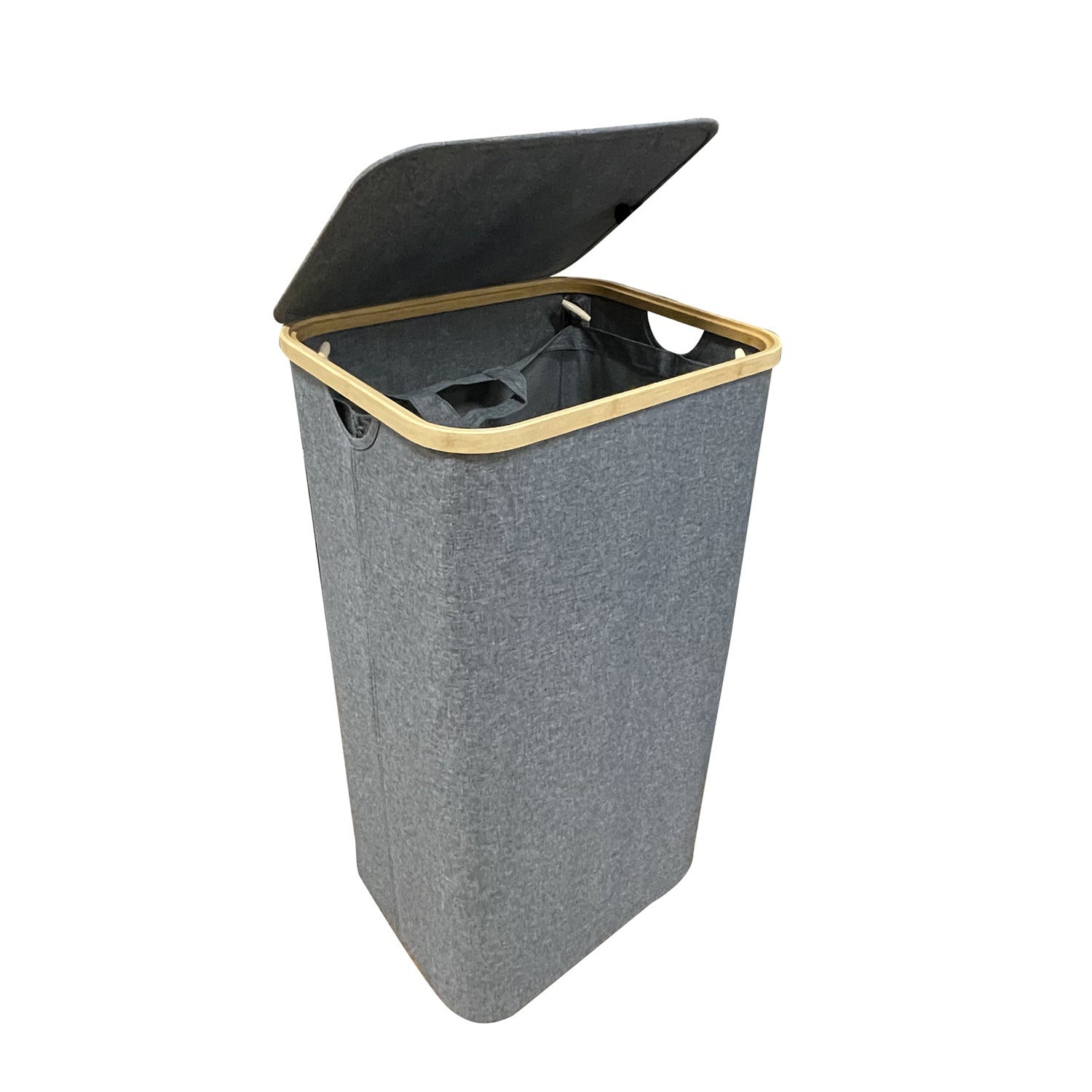 Jessar - Panier à Linge avec Sac Intérieur et Couvercle, Gris - Simple Boutique