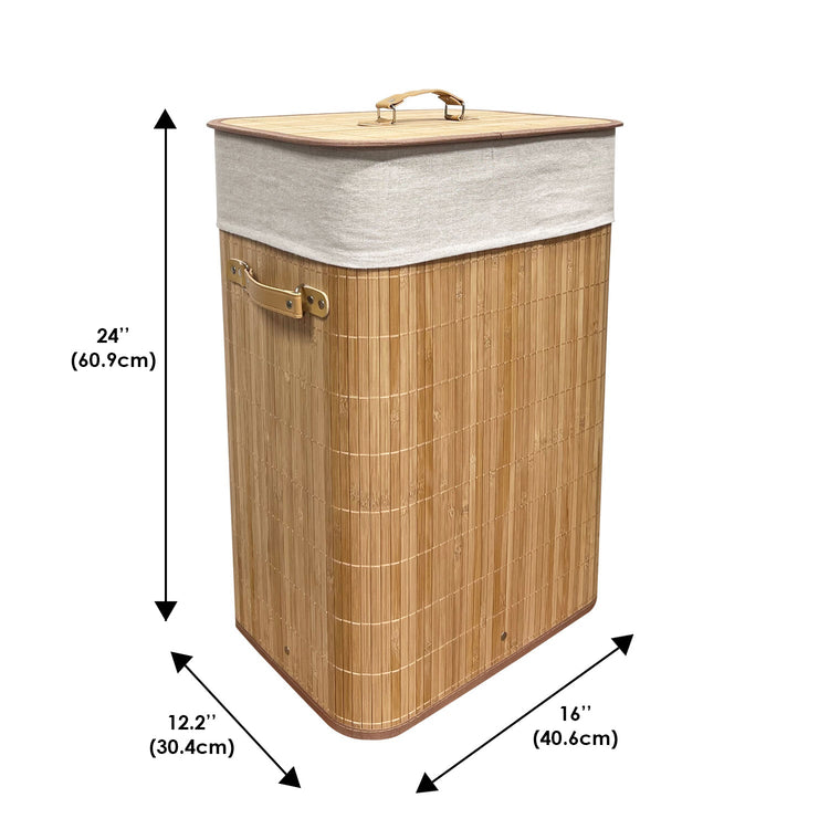 Jessar - Panier à Linge en Canne de Bambou, Doublure en Polyerster Amovible - Simple Boutique