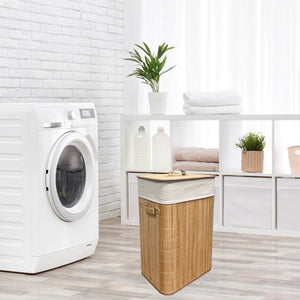 Jessar - Panier à Linge en Canne de Bambou, Doublure en Polyerster Amovible - Simple Boutique