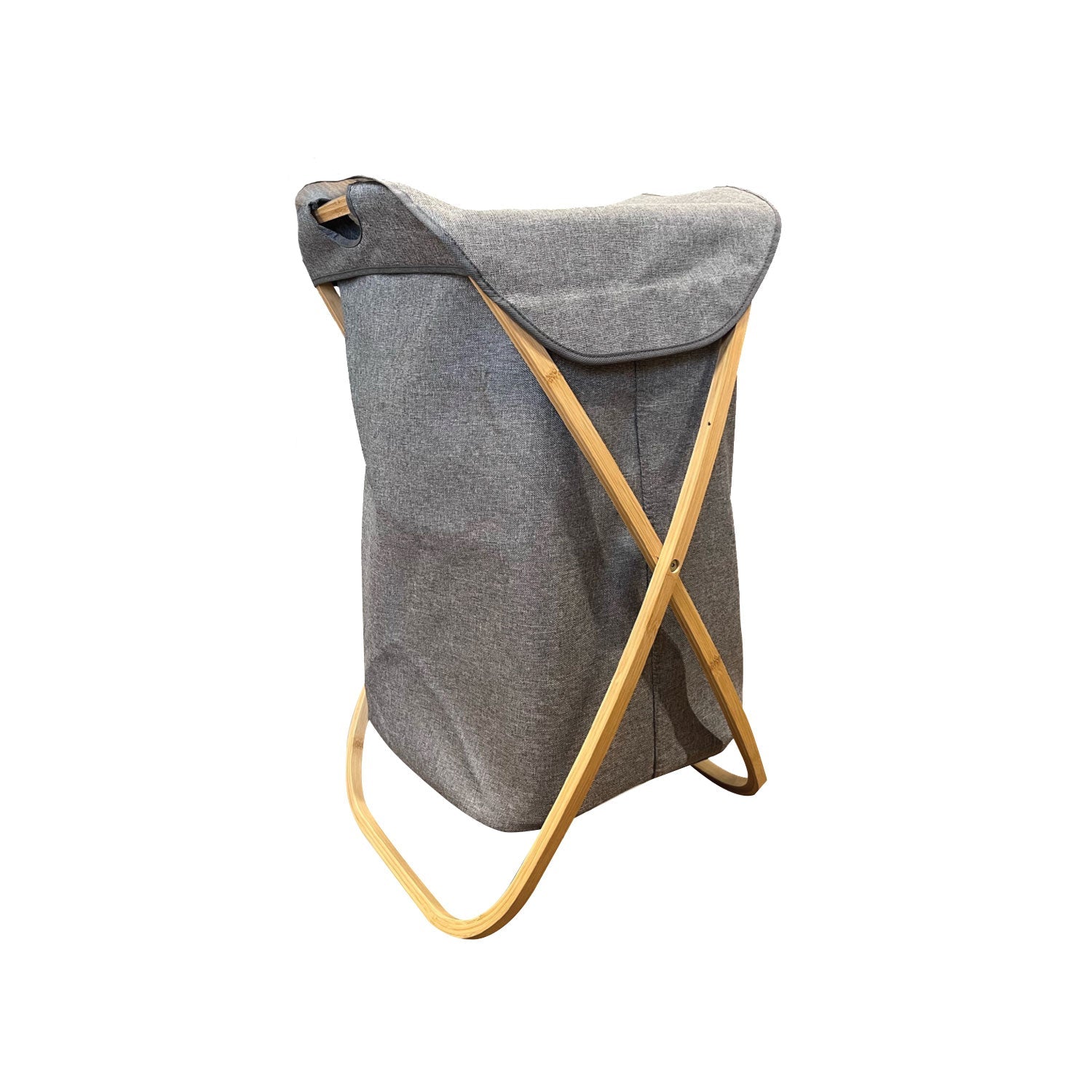 Jessar - Panier à Linge en Tissu Pliable, Sac Amovible, Cadre en Bambou, Gris - Simple Boutique
