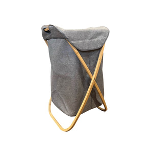 Jessar - Panier à Linge en Tissu Pliable, Sac Amovible, Cadre en Bambou, Gris - Simple Boutique