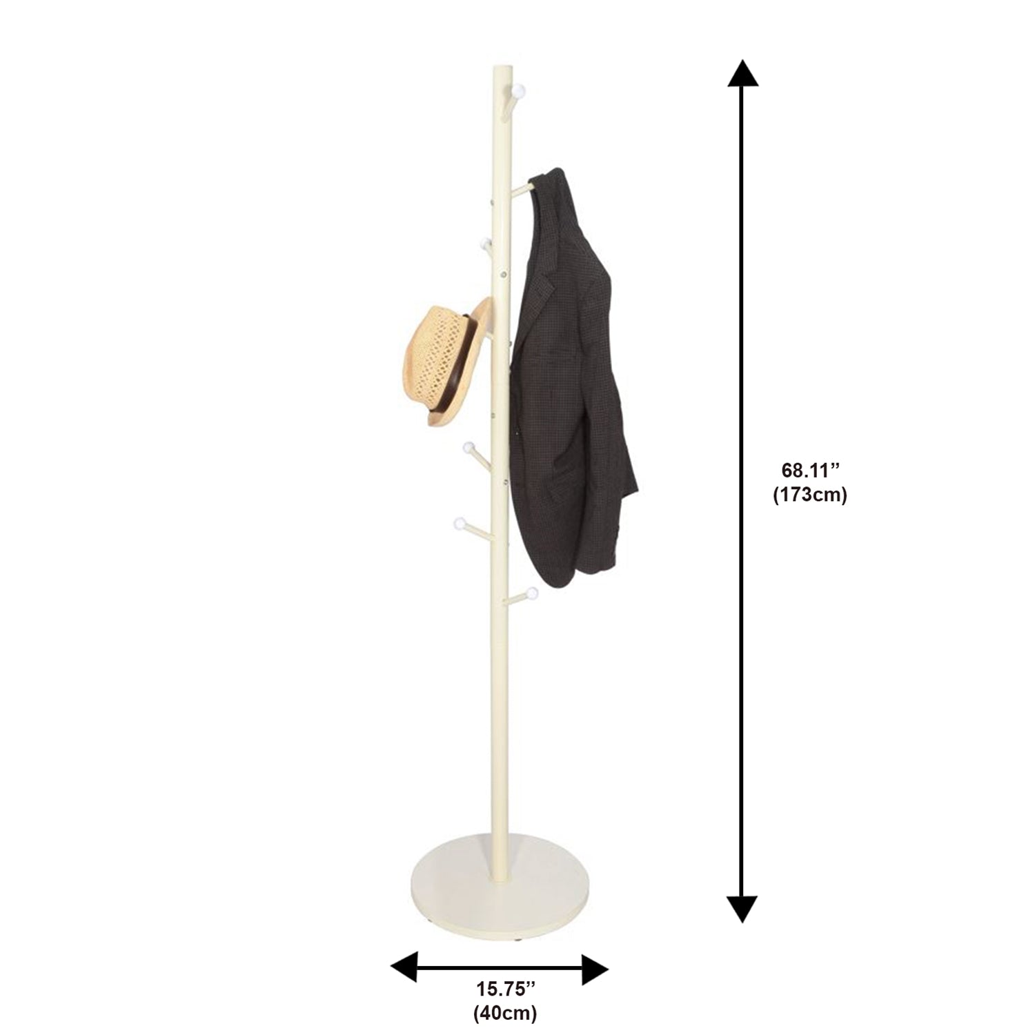 Jessar - Patère/Porte-Manteaux, 40cm x 40cm x 173cm, Blanc - Simple Boutique