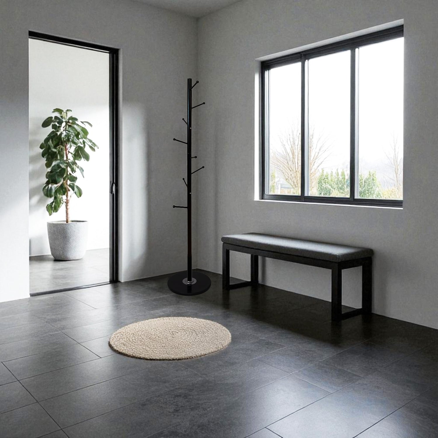 Jessar - Patère/Porte-Manteaux, 40cm x 40cm x 173cm, Noir - Simple Boutique