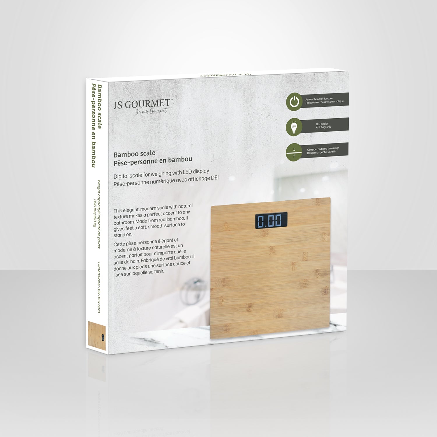 Jessar - Pèse-Personne/Balance Numérique, Capacité Maximum de 180Kg, Fabriqué en Bambou - Simple Boutique