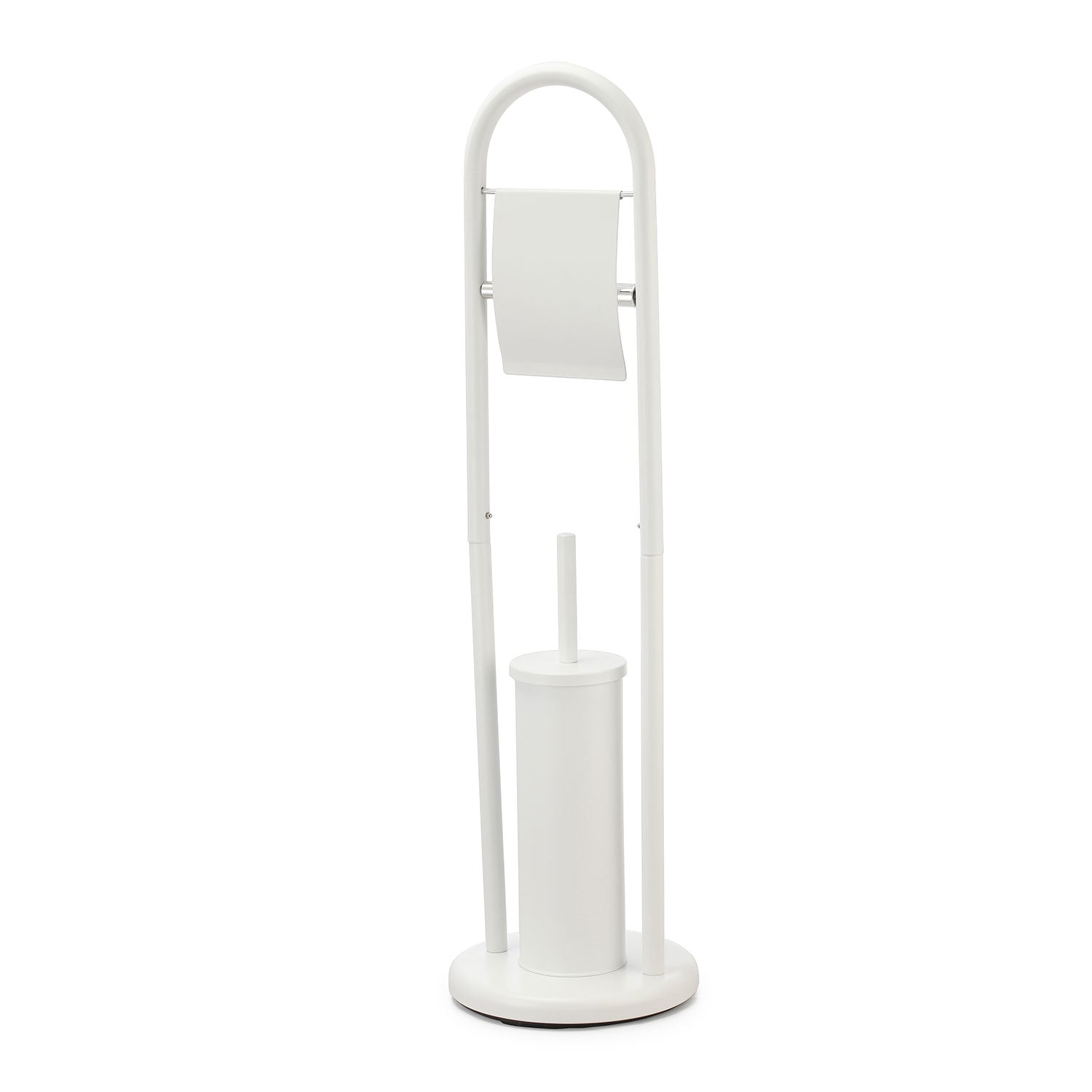 Jessar - Support à Papier Hygiénique avec Brosse à Toilette, Blanc - Simple Boutique