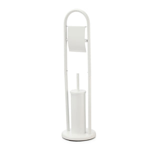 Jessar - Support à Papier Hygiénique avec Brosse à Toilette, Blanc - Simple Boutique