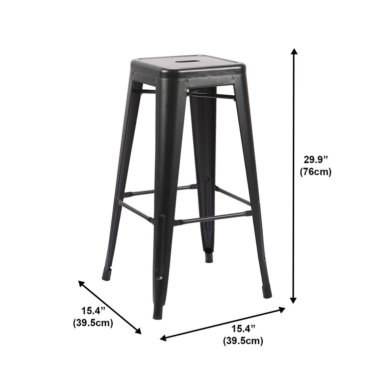 Jessar - Tabourets pour Comptoir de la Collection Baltimore, Ensemble de 4, Noir - Simple Boutique
