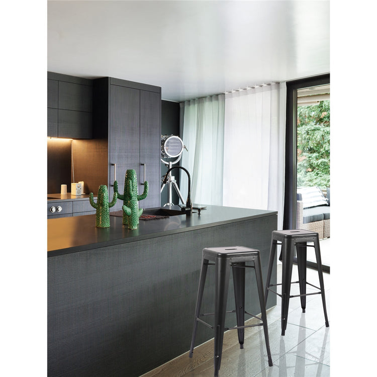 Jessar - Tabourets pour Comptoir de la Collection Baltimore, Ensemble de 4, Noir - Simple Boutique