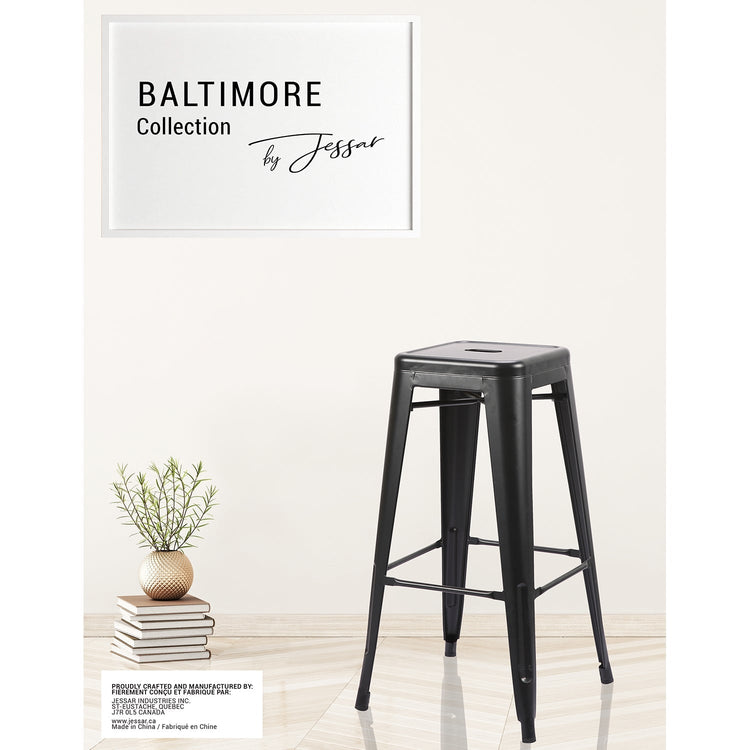 Jessar - Tabourets pour Comptoir de la Collection Baltimore, Ensemble de 4, Noir - Simple Boutique