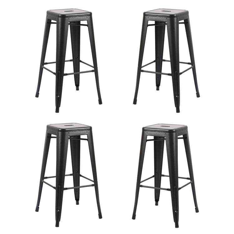 Jessar - Tabourets pour Comptoir de la Collection Baltimore, Ensemble de 4, Noir - Simple Boutique