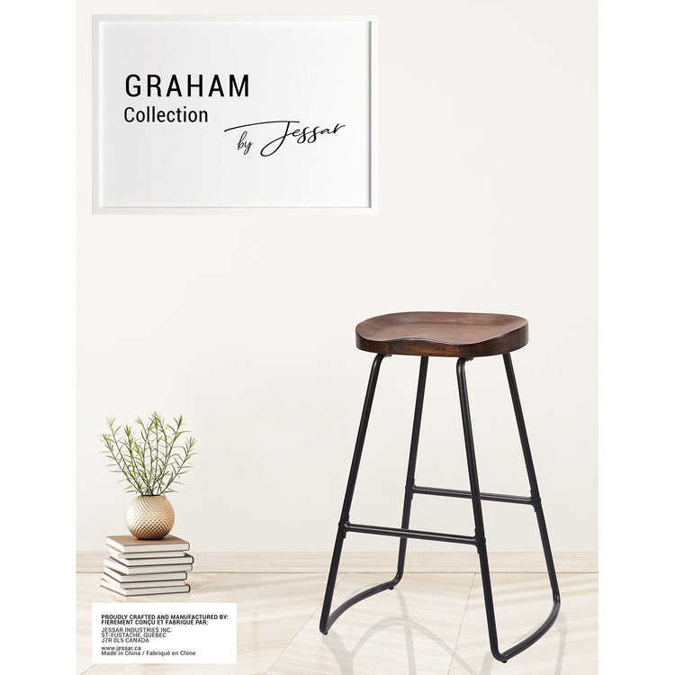 Jessar - Tabourets pour Comptoire de la Collection Graham, Ensemble de 4, Brun - Simple Boutique