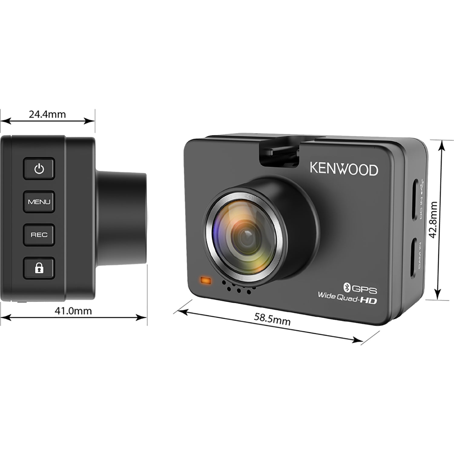 Kenwood - Caméra pour Tableau de Bord/DashCam avec Écran LCD 2", Enregistrement HD 2K et Liaison Sans Fil - Simple Boutique