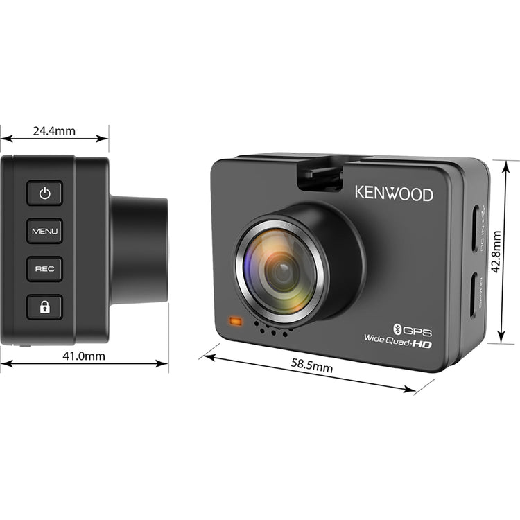 Kenwood - Caméra pour Tableau de Bord/DashCam avec Écran LCD 2", Enregistrement HD 2K et Liaison Sans Fil - Simple Boutique