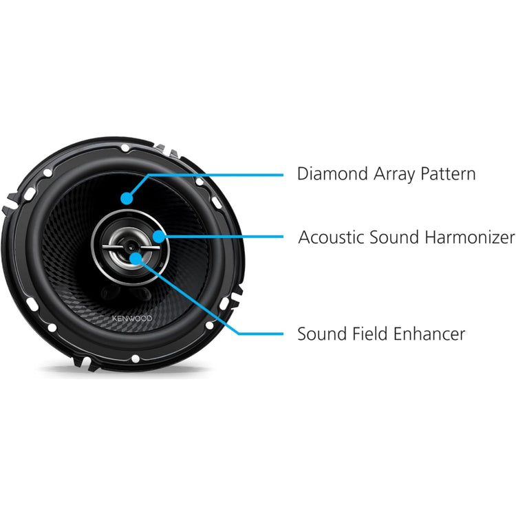 Kenwood KFC-1698RS Haut-Parleurs Ronds 2 Voies de 6,5 po 350W, Pour Voiture, Noir - Simple Boutique