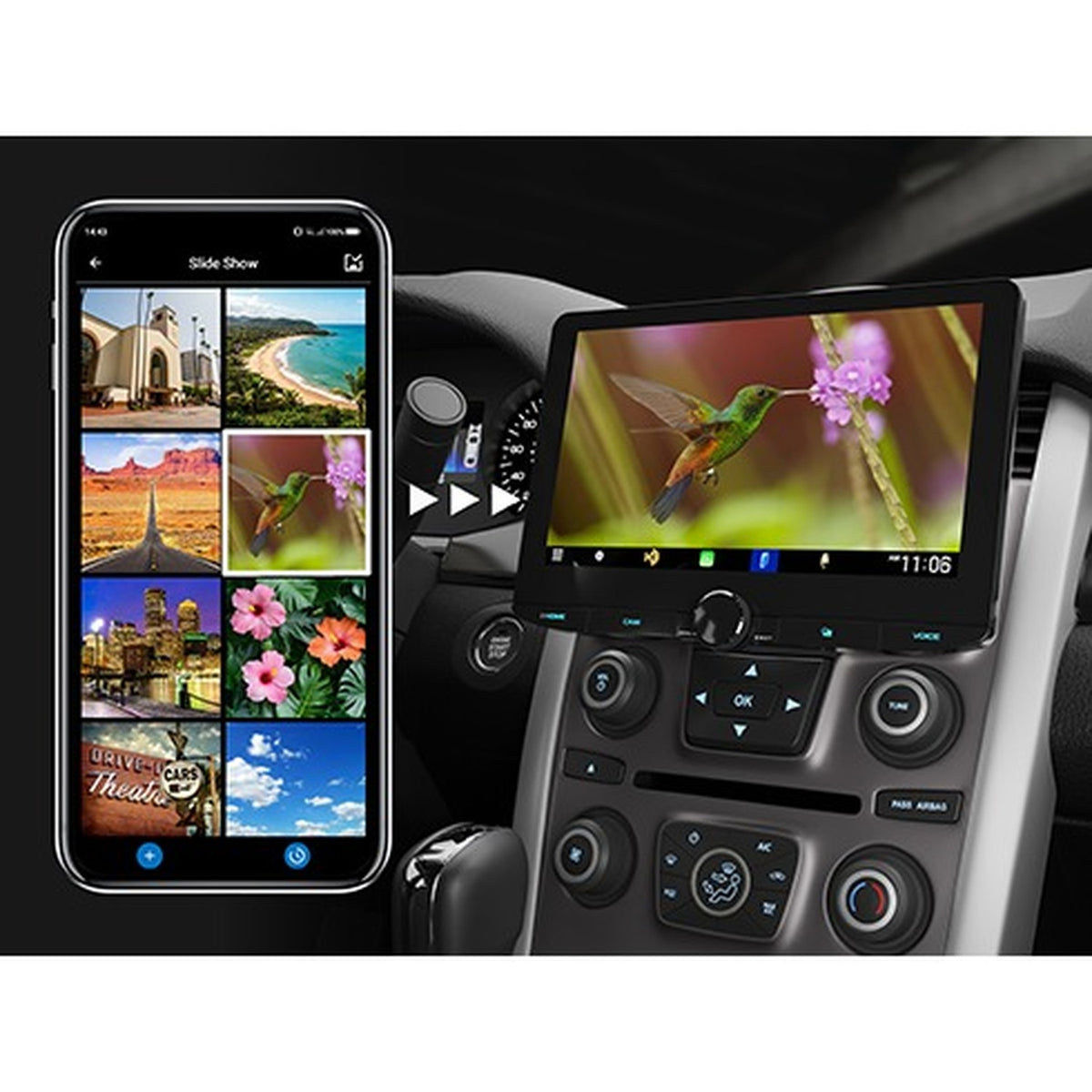 Kenwood - Récepteur Multimédia Numérique avec Écran Flottant HD de 10,1 po, Apple CarPlay et Android Auto Sans Fil, Pour Voiture, Noir - Simple Boutique